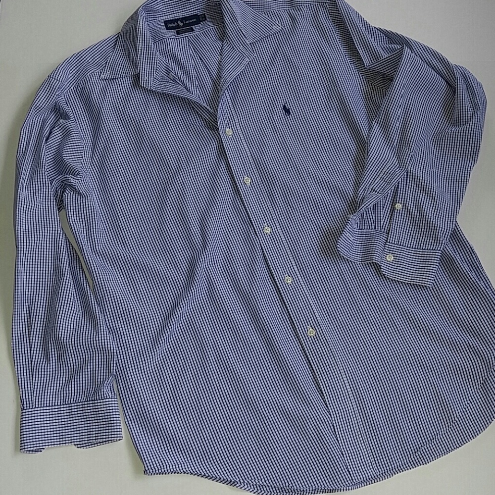 Ralph Lauren Men's Blue Check Button Shirt